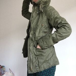 H&M Logg Khaki Green Military Parka Jacket
